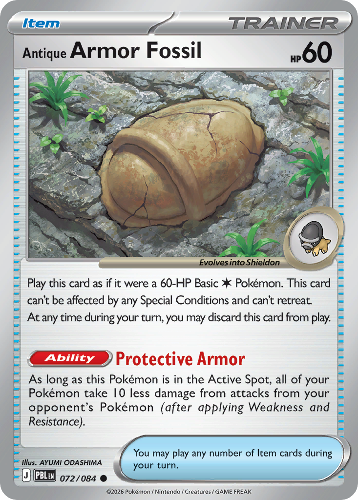 Antique Armor Fossil 72 Pitch Black Pokémon card
