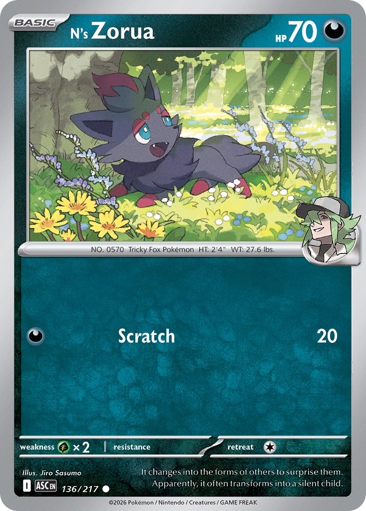 N's Zorua 136 Ascended Heroes Pokémon card