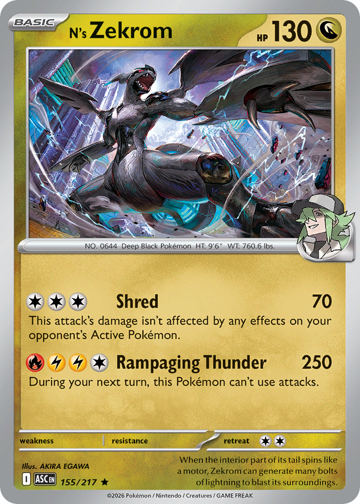 N's Zekrom 155 Ascended Heroes Pokémon card
