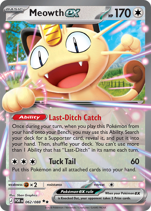 Meowth ex 62 Perfect Order Pokémon card