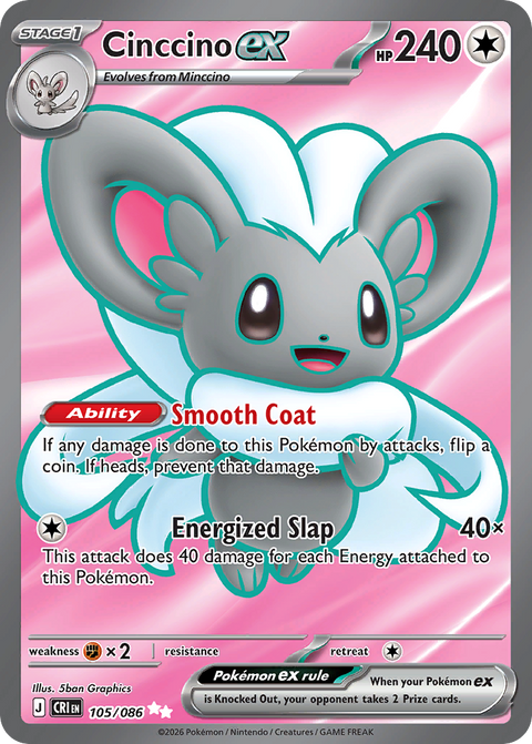 Cinccino ex 105 Chaos Rising Pokémon card