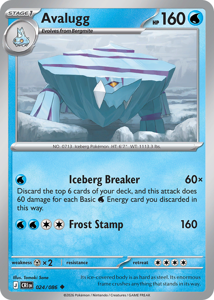 Avalugg 24 Chaos Rising Pokémon card