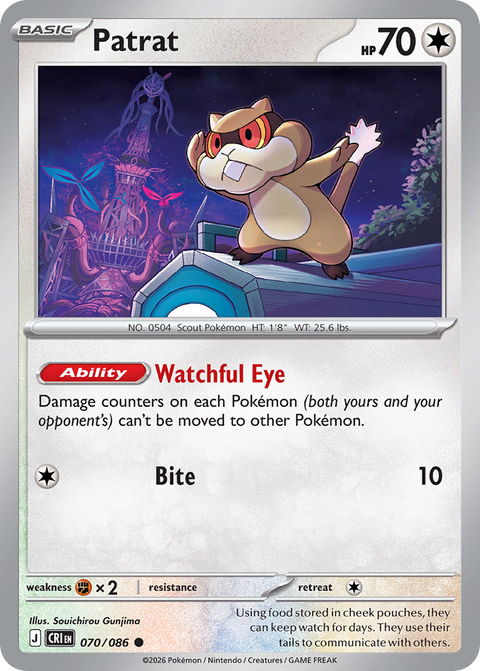 Patrat 70 Chaos Rising Pokémon card
