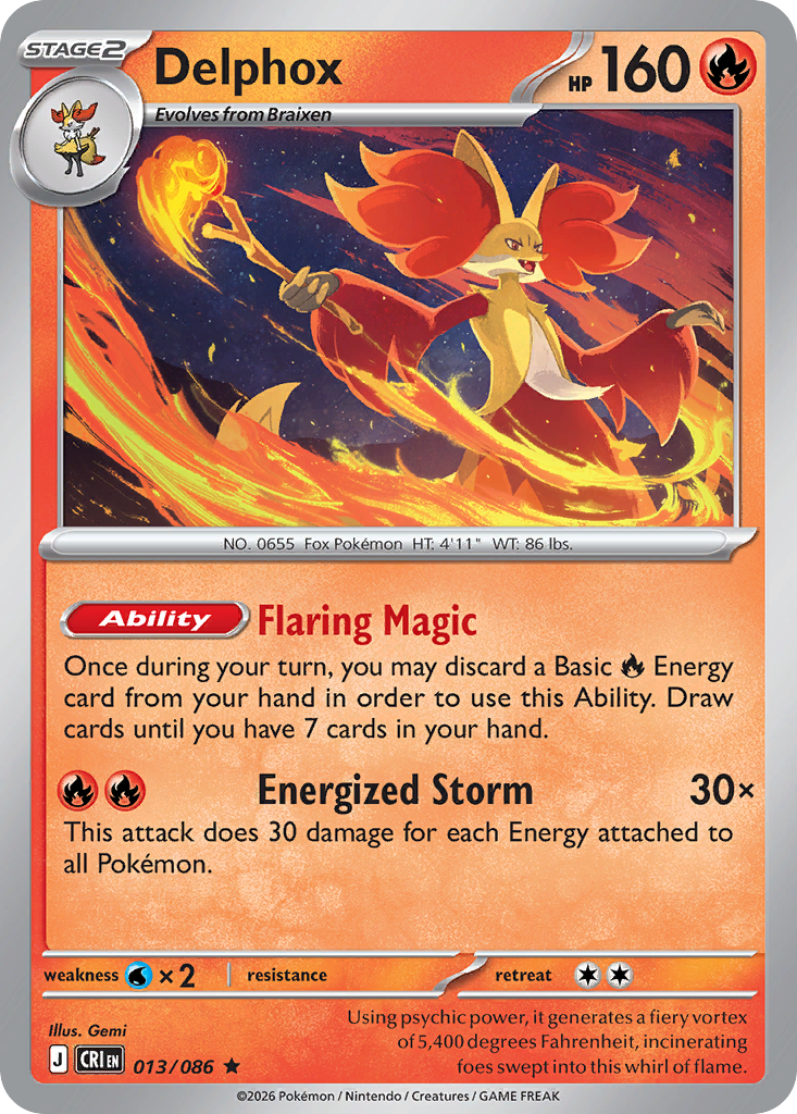 Delphox 13 Chaos Rising Pokémon card