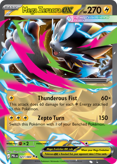 Mega Zeraora ex 27 Pitch Black Pokémon card
