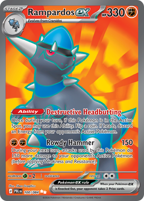 Rampardos ex 100 Pitch Black Pokémon card