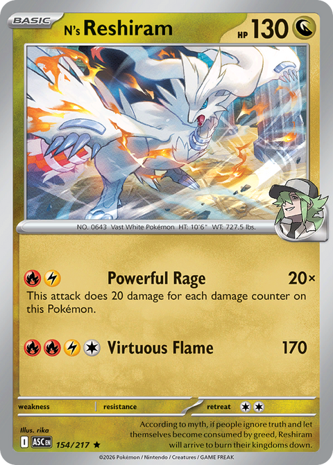 N's Reshiram 154 Ascended Heroes Pokémon card