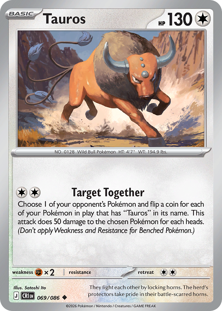Tauros 69 Chaos Rising Pokémon card