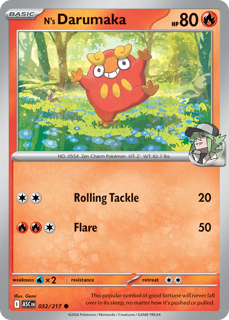 N's Darumaka 32 Ascended Heroes Pokémon card
