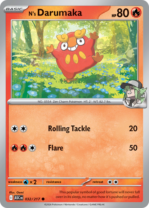 N's Darumaka 32 Ascended Heroes Pokémon card