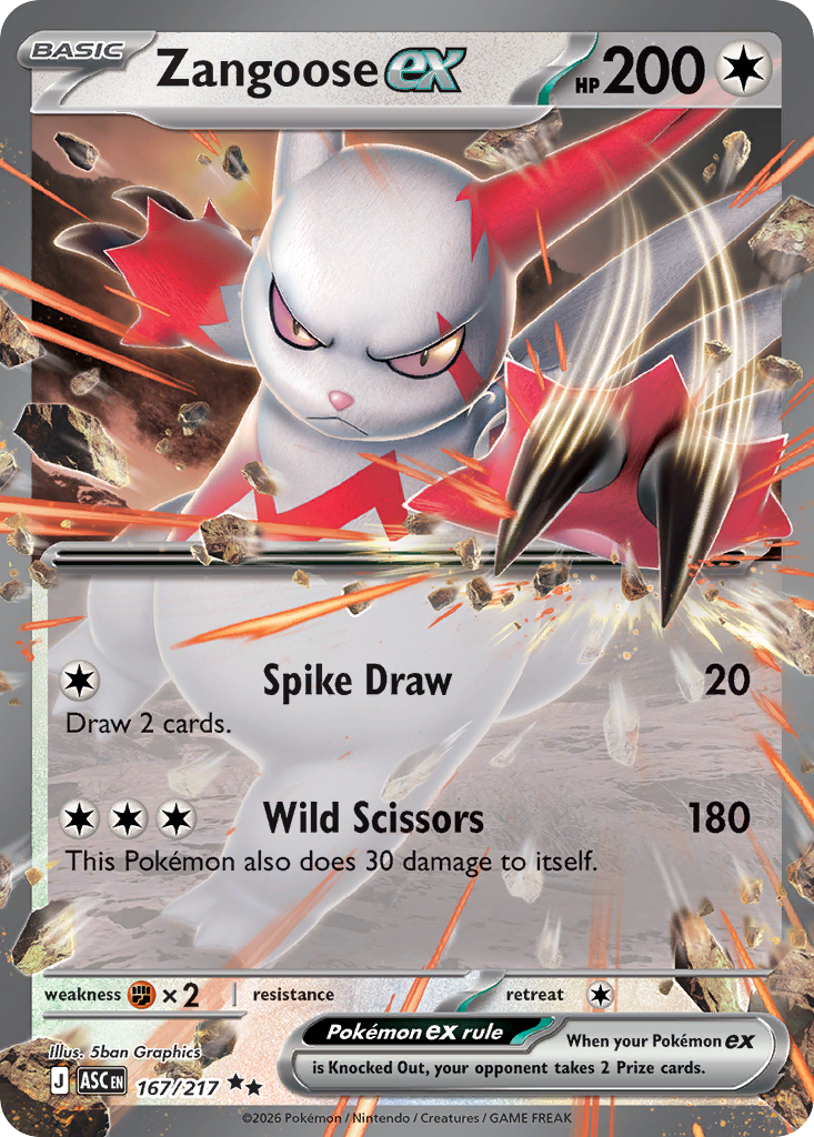 Zangoose ex 167 Ascended Heroes Pokémon card